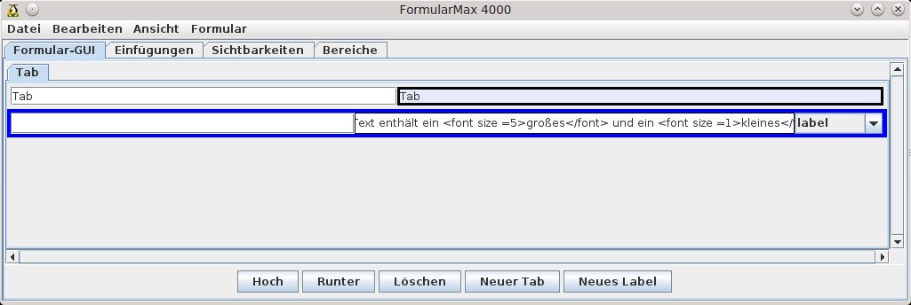 html Befehl für größeren/kleineren Text im FM4000